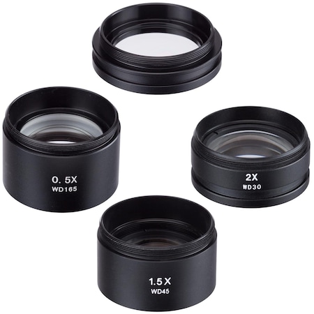 Amscope 0.5X to 2X Barlow Lens Set For SM Series Stereo Microscopes (48mm) SMSET-0520